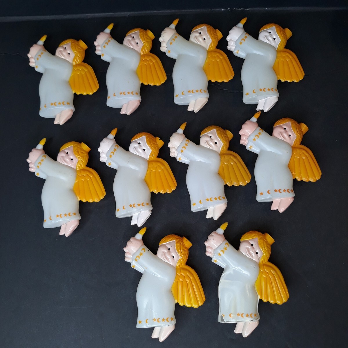 Christmas Angel Blow Mold String Light Cover Set 10 Vintage 90s