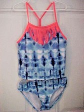 Girls Bathing Swim Suit SZ Small Two Piece Tankini Top Bikini Bottom Tie Dye