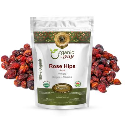 Organic Way Rosehips Fruit Whole - Kosher & USDA Certified (1/2LBS / 8Oz)