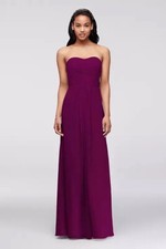 David  s Bridal Long Strapless Chiffon Formal Prom Dress EUC Sz 8