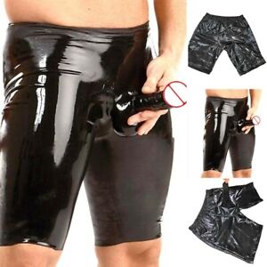 Sexy Mens PU Leather Wet Look Boxer Briefs Shorts Pants Sheath Pouch ...