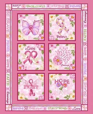 Pink Power by Lilac Bee Designs, Pink 6 10.75 Inch Block Panel 36 Inch