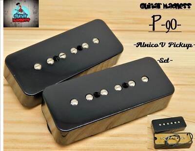 G.M. P-90 soap Bar Pickup Set Black Alnico 5 for Gibson, Epiphone  