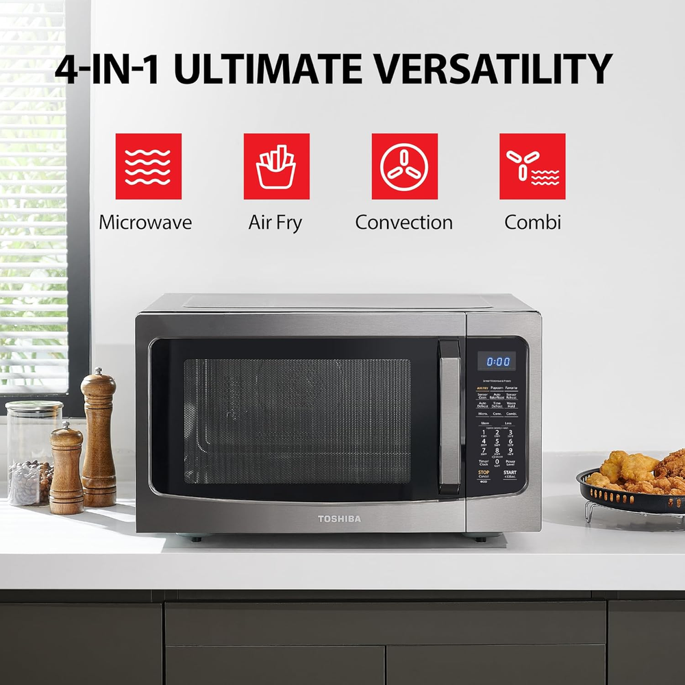 4-in-1 Smart Air Fryer Microwave Combo with Convection & Sensor Cooking