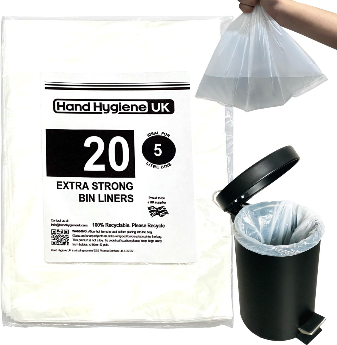5L Pedal Bin Liners Extra Strong Dustbin Waste Bags Small Liter Trash  Bags for