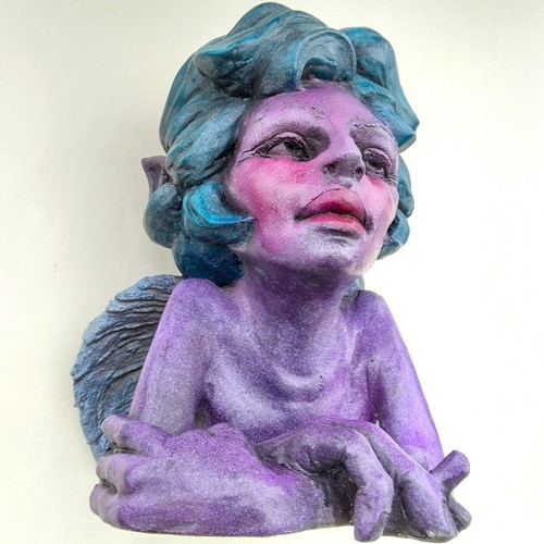 Angel Sculpture in Weatherproof Concrete, Angel Taking a Cigarette Break - Picture 6 of 14