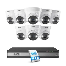 ZOSI 16CH H.265+ 4K NVR 5MP PoE Security 24/7 Recording Camera System 4TB HDD