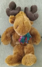 Plush Moose with Plaid Scarf