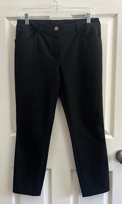 ESCADA Women s Classic Black Stretch Mid Rise Dress Straight Ankle Pants Sz 36