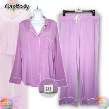 NWT Gap GapBody Women's L 2-Pc. Notched-Collar Pajamas Set G1045XCLMA, Orchid
