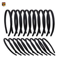 Satin StirnbäNder 20 StüCk Schwarz 1Cm Breite Diy HaarbäNder MäDchen