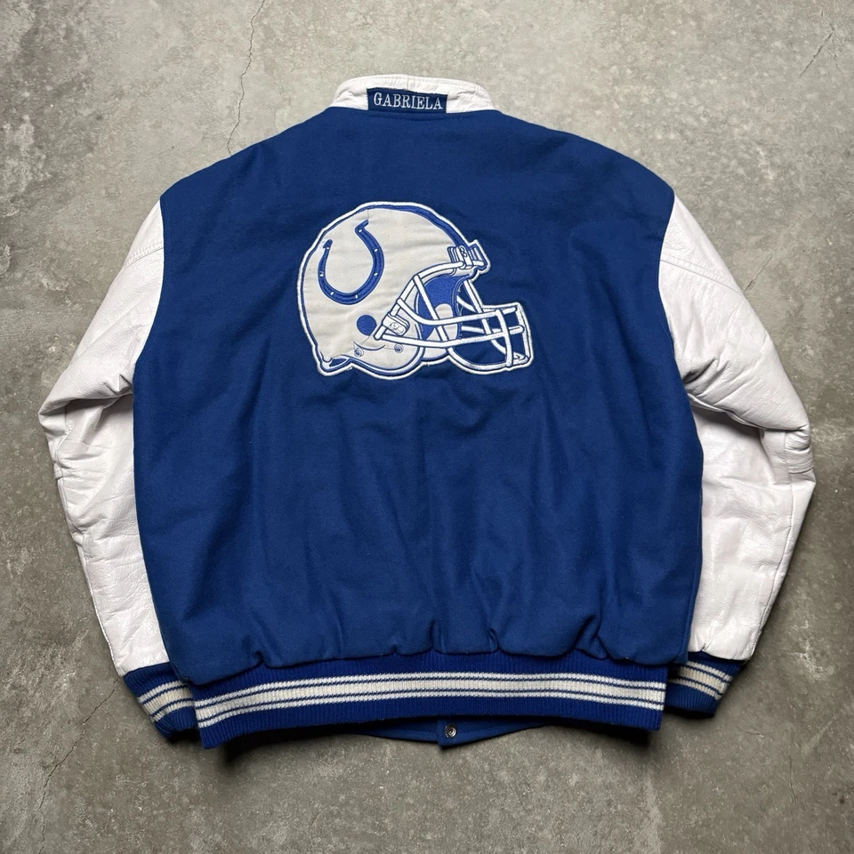 Vintage 1990s Marvin Harrison Indianapolis Colts NFL Varsity Jacket Size Medium - Imagem 2 de 4
