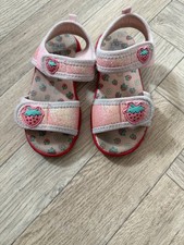 F&F girls pink red strawberry cute open sandals UK 9 eu 27