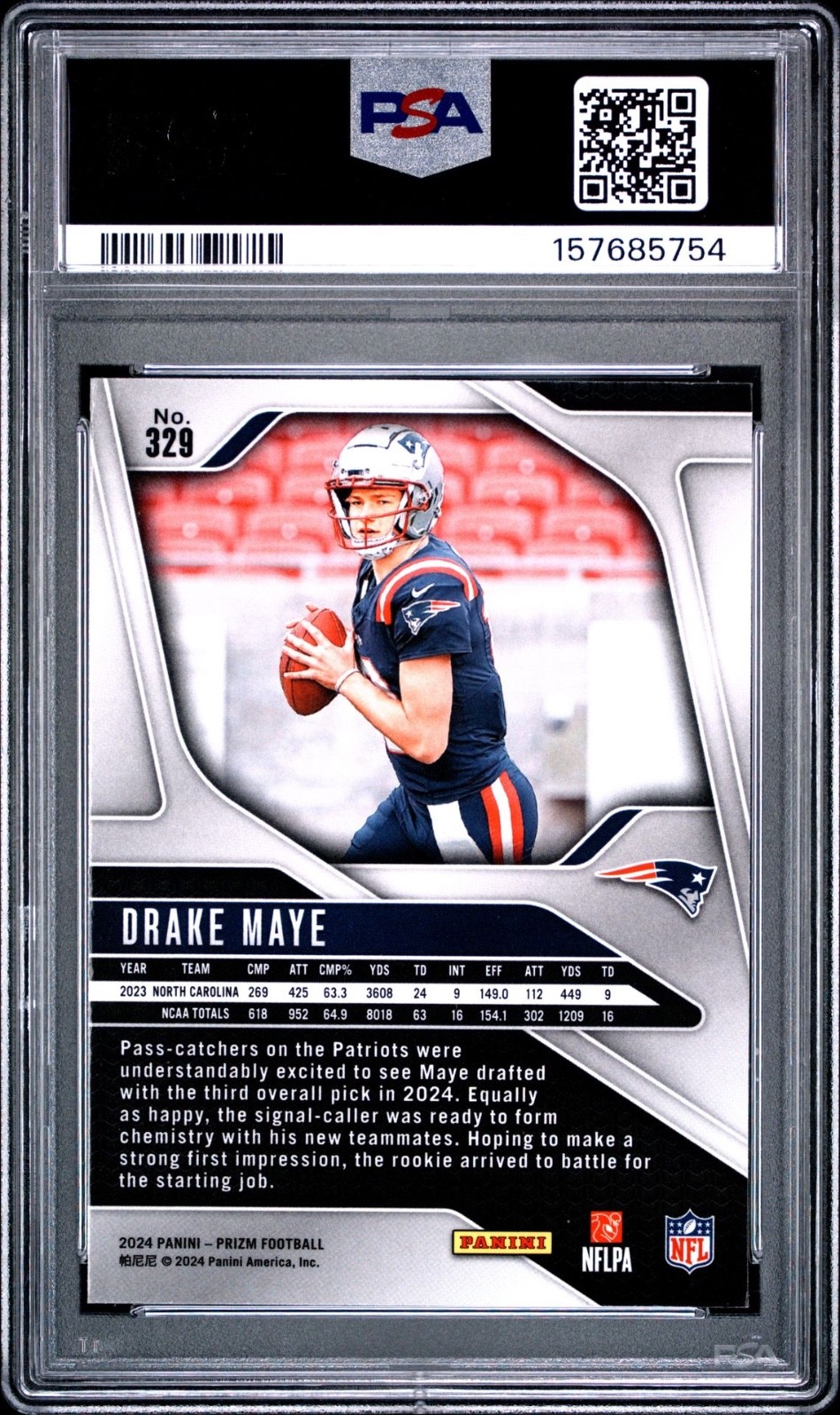 2024 Panini Prizm Drake Maye Rookie #329 PSA 10 Gem Mint view 2