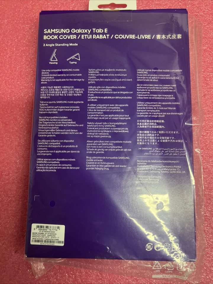 Genuine Original Samsung Galaxy Tab E 9.6" Book Cover Tablet Case White - Image 2 of 3