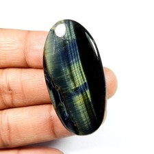 Cabochon poli œil de tigre bleu naturel forme ovale pierre précieuse en vrac ...