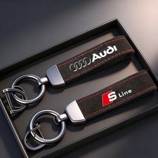 Audi Pendant Sport Schlüsselanhänger Wildleder Schwarz Rot Sline A3 A4 A5 A6