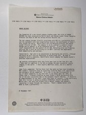 Listing image for Radar Records Press Release Original Launch Announcement Circa November 1977