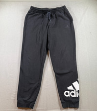 Adidas Essentials Fleece Tapered Cuff Logo Pants Mens LT Black Joggers GK8966