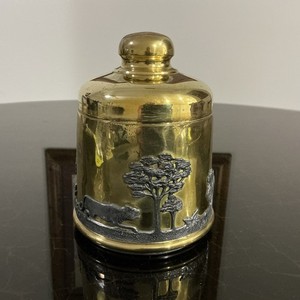 Vintage Brass / Pewter Tobacco~Humidor W/Lion-Boar