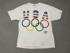 Vintage USA Olympics Shirt Mens XL White Grap...