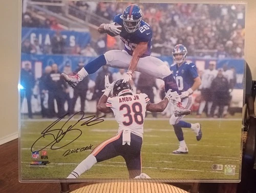 Saquon Barkley signed 16x20 with inscription Beckett Authentication
