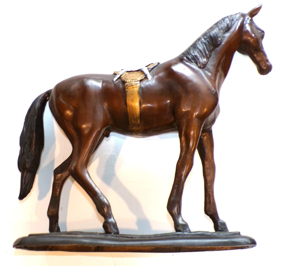 Estatua escultura de caballo de carreras de carreras de raza pura sangre antigua RARA de 13" 11 libras *r Foto 2 de 4