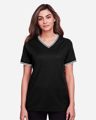 Devon & Jones CrownLux Performance?Ladies Plaited Tipped V-Neck Top - DG20CW