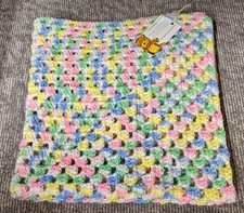 Handmade Baby Girl Crochet Receiving Blanket Multicolor Pastel Soft Throw