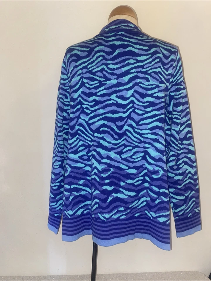 Cárdigan Suéter Isaac Mizrahi Estampado Animal Multicolor Cuello Blazer Plus Talla 1X Foto 3 de 4