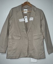 A  F Linen-Blend Blazer in Light Brown - XSMALL