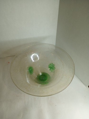 Vaso iridescente stile Scavo con rosette applicate trasparente e verde schiuma di mare - Foto 2 di 8