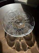 Antique LE Smith Colony Pinwheel & Stars Punch Bowl Underplate 22" Diameter EUC