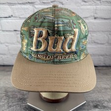 Vintage Bud King Of Beers Fish Snapback Hat Budweiser Made in USA