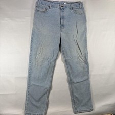 VTG 90s Levis Jeans Mens 36x32 Light Wash Relaxed USA Made Denim Distressed