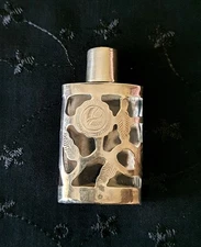 VTG MEXICAN MEDIUM PERFUME BOTTLE STERLING SILVER OVER GLASS HANDMADE   - UNUSED