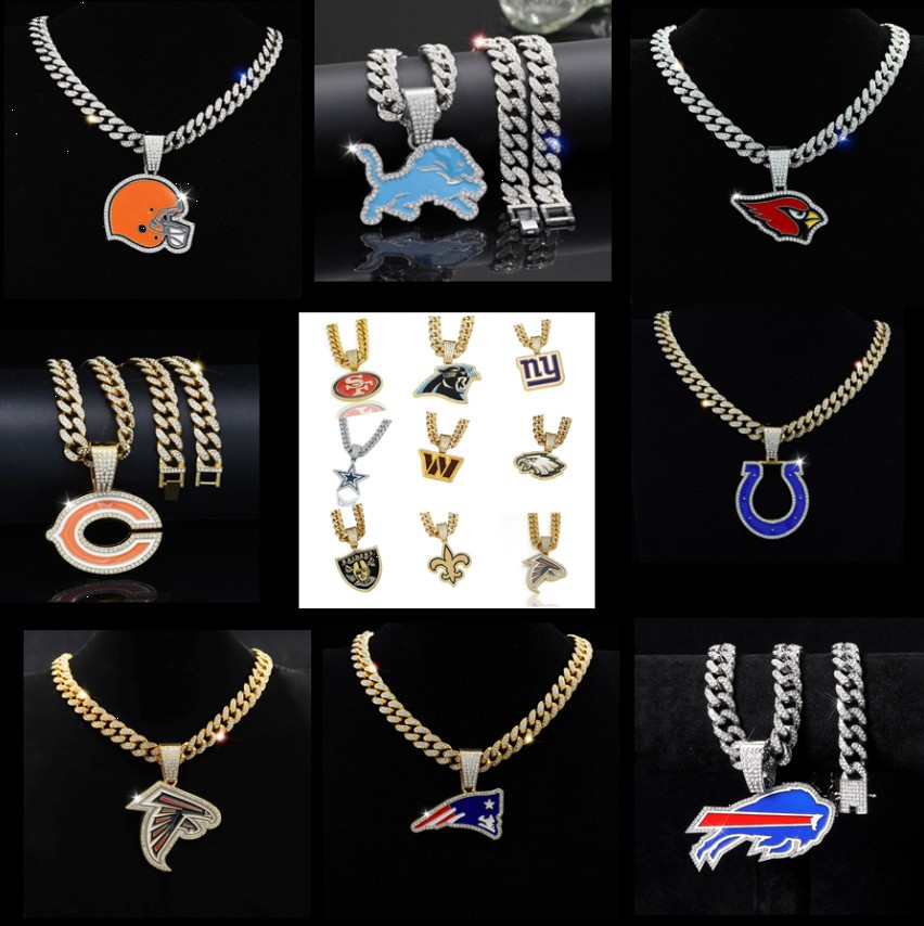 Collar de cadena colgante *fútbol NFL* (AFC/NFC) diseño de logotipo 24"