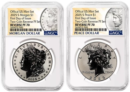 2025 S Morgan & Peace Silver Dollar $1 Reverse Proof  NGC PF70 FDI #2146