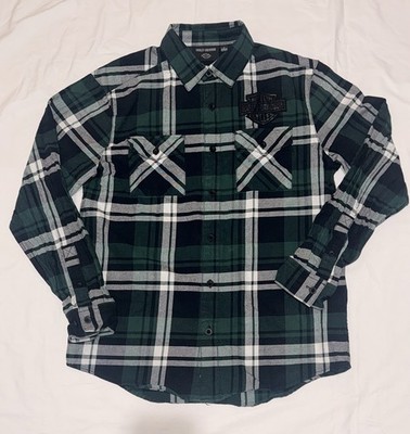 Harley-Davidson Bar and Shield Men s Button-Down Plaid Flannel Shirt MED, EUC