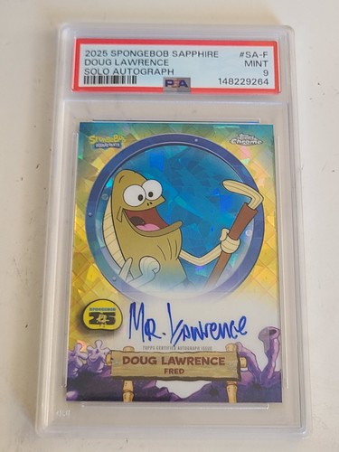 2025 Topps Chrome SpongeBob Sapphire Doug Lawrence as Fred Auto #SA-F PSA 9 MINT