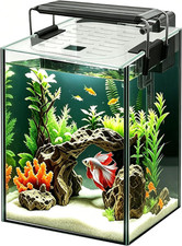 Glass Aquarium Starter Kits 1.5 Gallon Small Fish Tank, Betta Fish Tank for Home