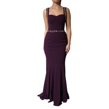 DOLCE & GABBANA Dress Violet Embellished Sheath Mermaid Gown IT42/US8/M 8180usd