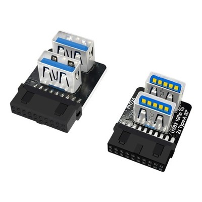 USB3.0 90 Degree Double Port Adapter 19PIN to Type A for Motherboard Flexibility