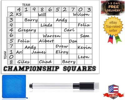 100 Football Squares Board Dry Erase Office Pool Game Set - 24 x 36 Inch Scor...