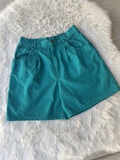 Vintage LizWear Jort Shorts Womens 10 Teal High Waist 90s Denim Y2K 80s Cotton