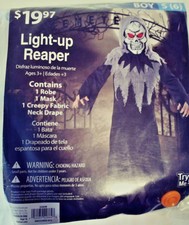 LIGHT-UP REAPER HALLOWEEN COSTUME BOY SMALL 6 FREE FAST SHIPPING AGES 3 NEW 