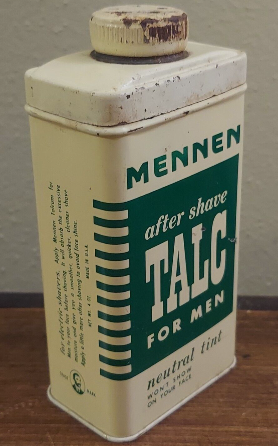 Vintage Tin Can Mennen After Shave Talc For Men Talcum still mostly