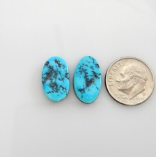 Natural Blue Kingman Turquoise Matched Pair Cabs Cabochons Gemstones k220