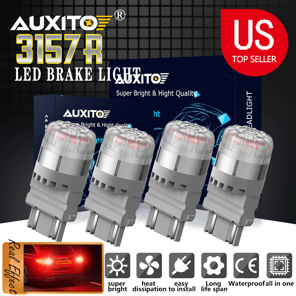 AUXITO 3157 3156 Red LED Brake Tail Reverse Lights High Power Bulb