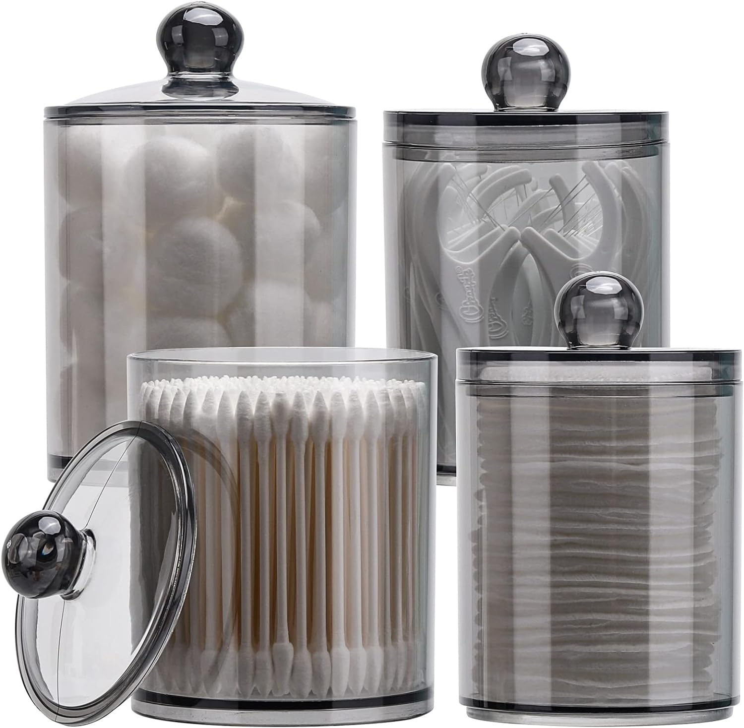 Tbestmax 4-Pack Q-Tip Holder Bathroom Organizer for 10-12 oz Containers